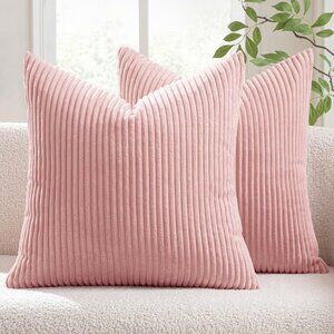 🆕 Corduroy Soft Soild Decorative Square Throw Pillow Covers Valentine Set Sofa